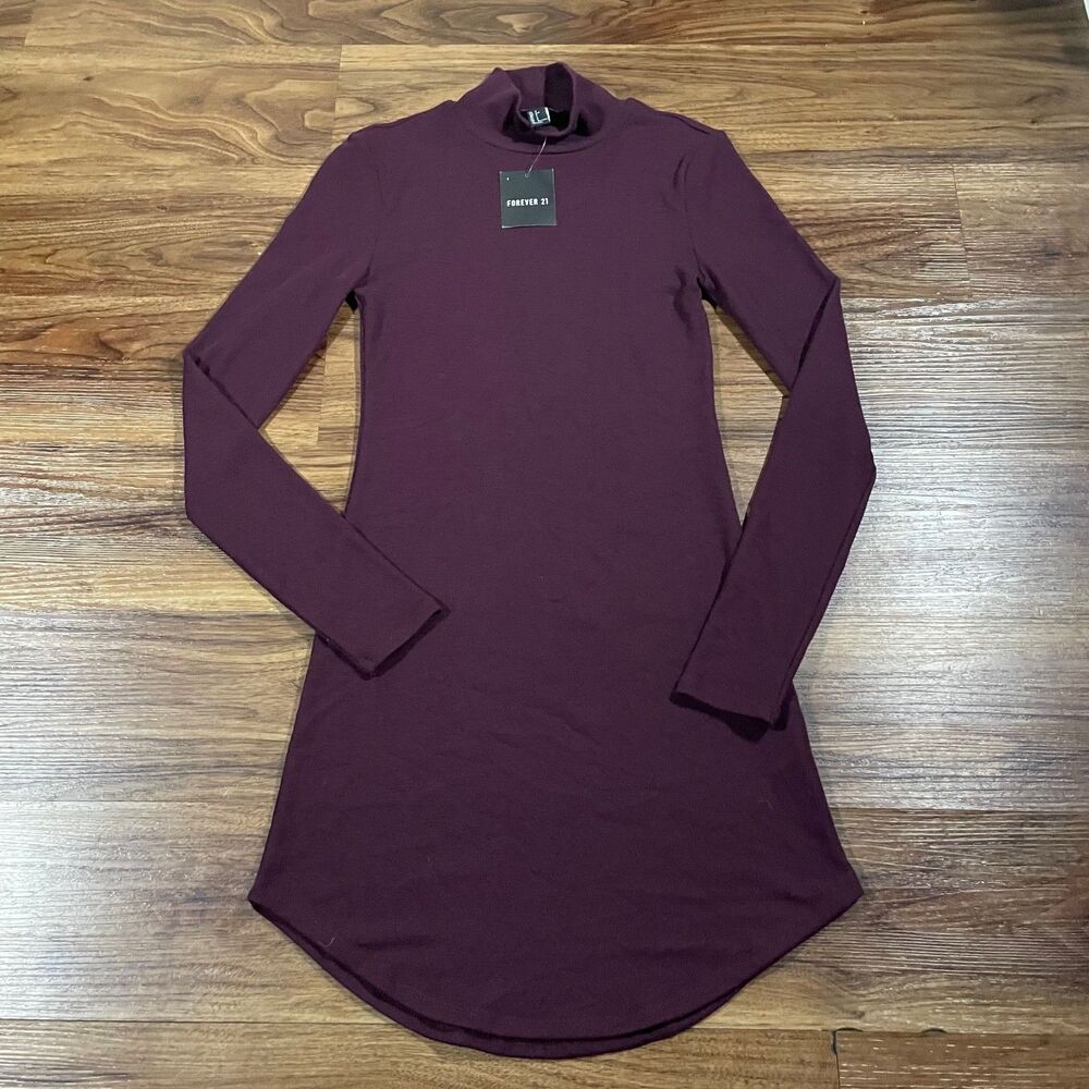 Forever 21 Turtleneck Sweater Dress Long Sleeve Purple Women’s Size Small NEW